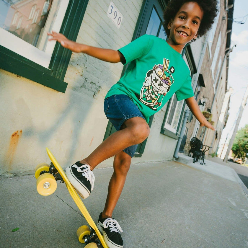 Organic Cotton Jersey T-Shirt With Print Green