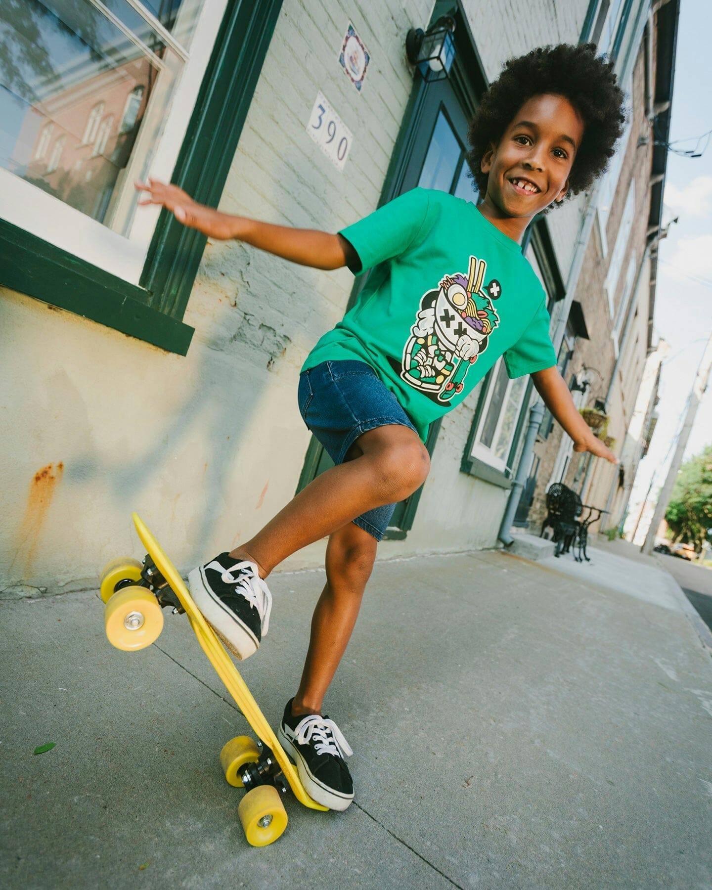 Organic Cotton Jersey T-Shirt With Print Green