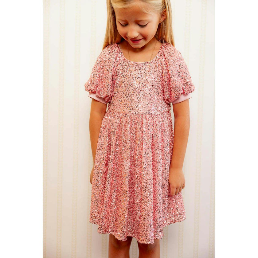 Mini Marisol Dress in Pink Sequin