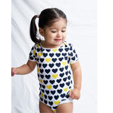 Black & Yellow Hearts Short sleeve bodysuit