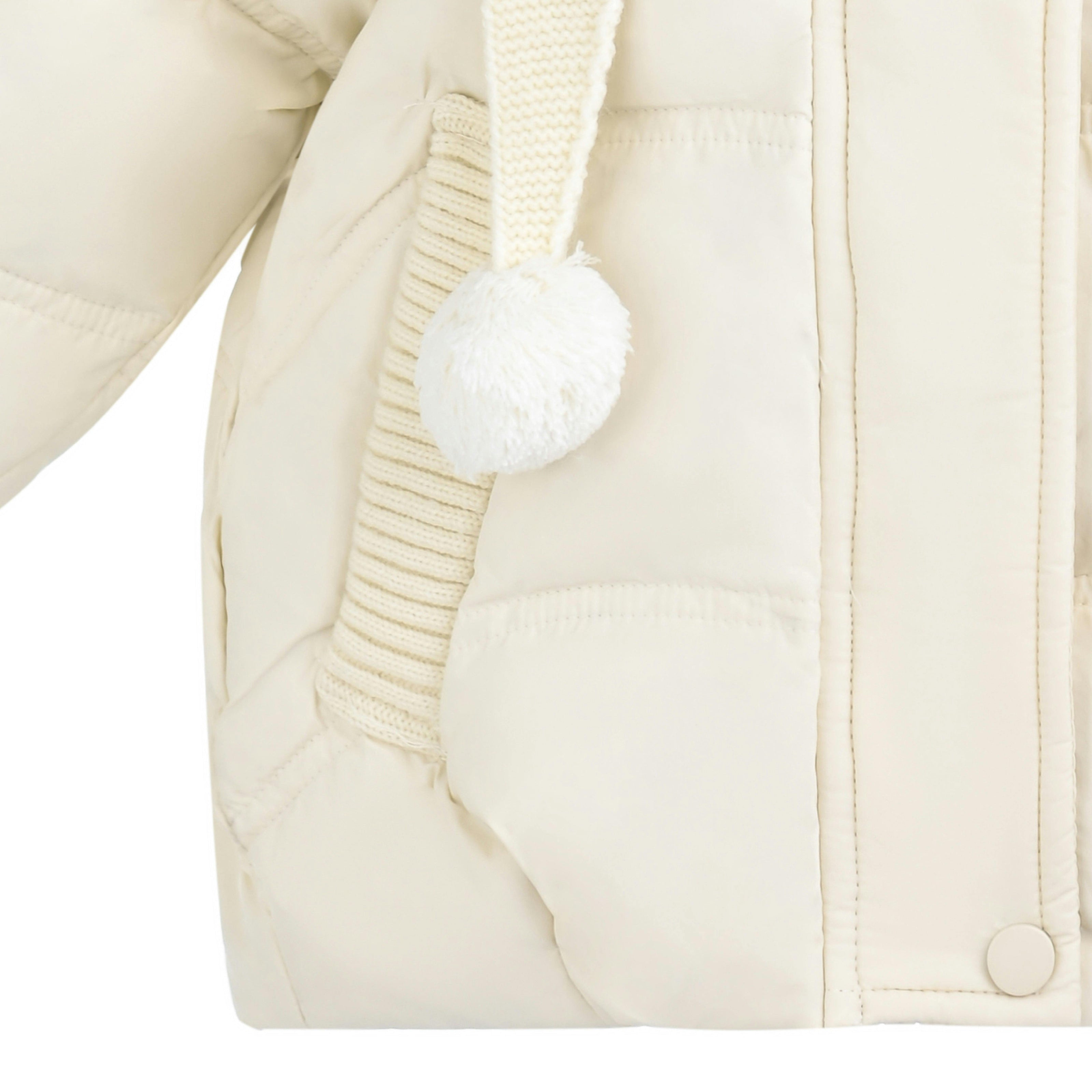 Ivory Pom-Pom Puffer Jacket