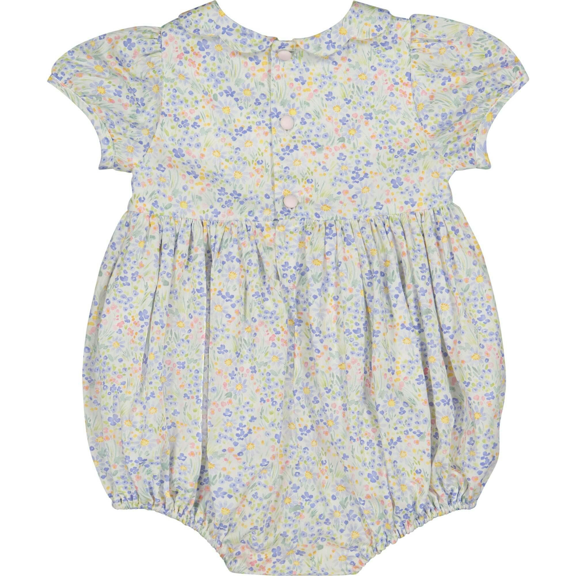 Ondine Floral Blue Short Sleeve Bubble Romper