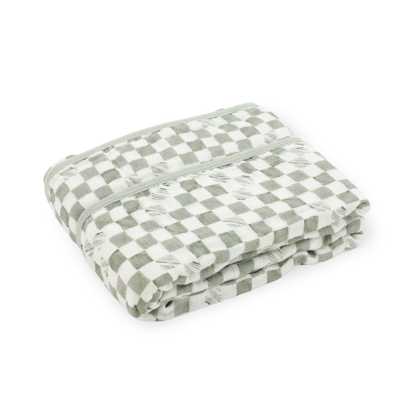 Organic Cotton Muslin Baby Quilt - Green Checker (Walmart)