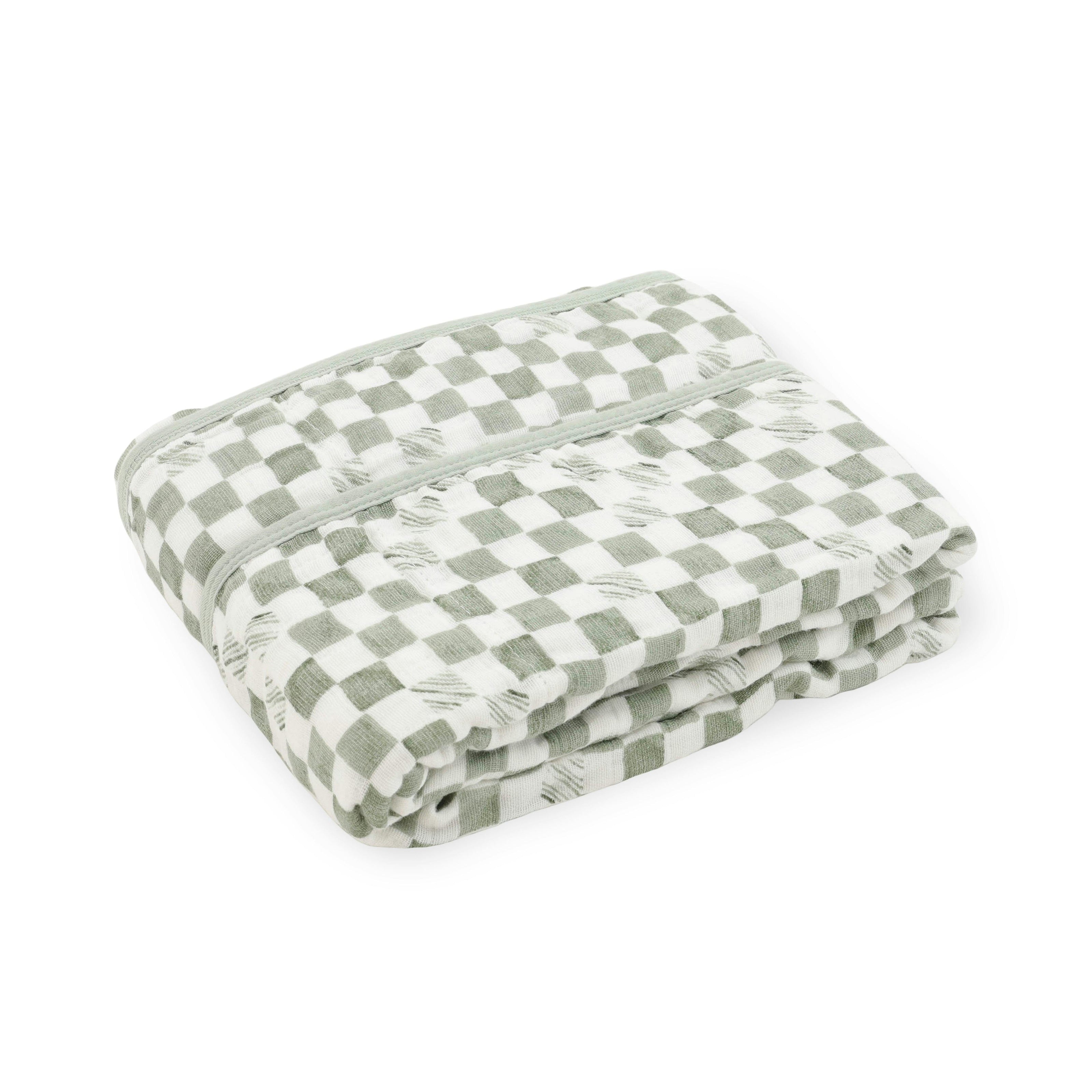 Organic Cotton Muslin Baby Quilt - Green Checker (Walmart)