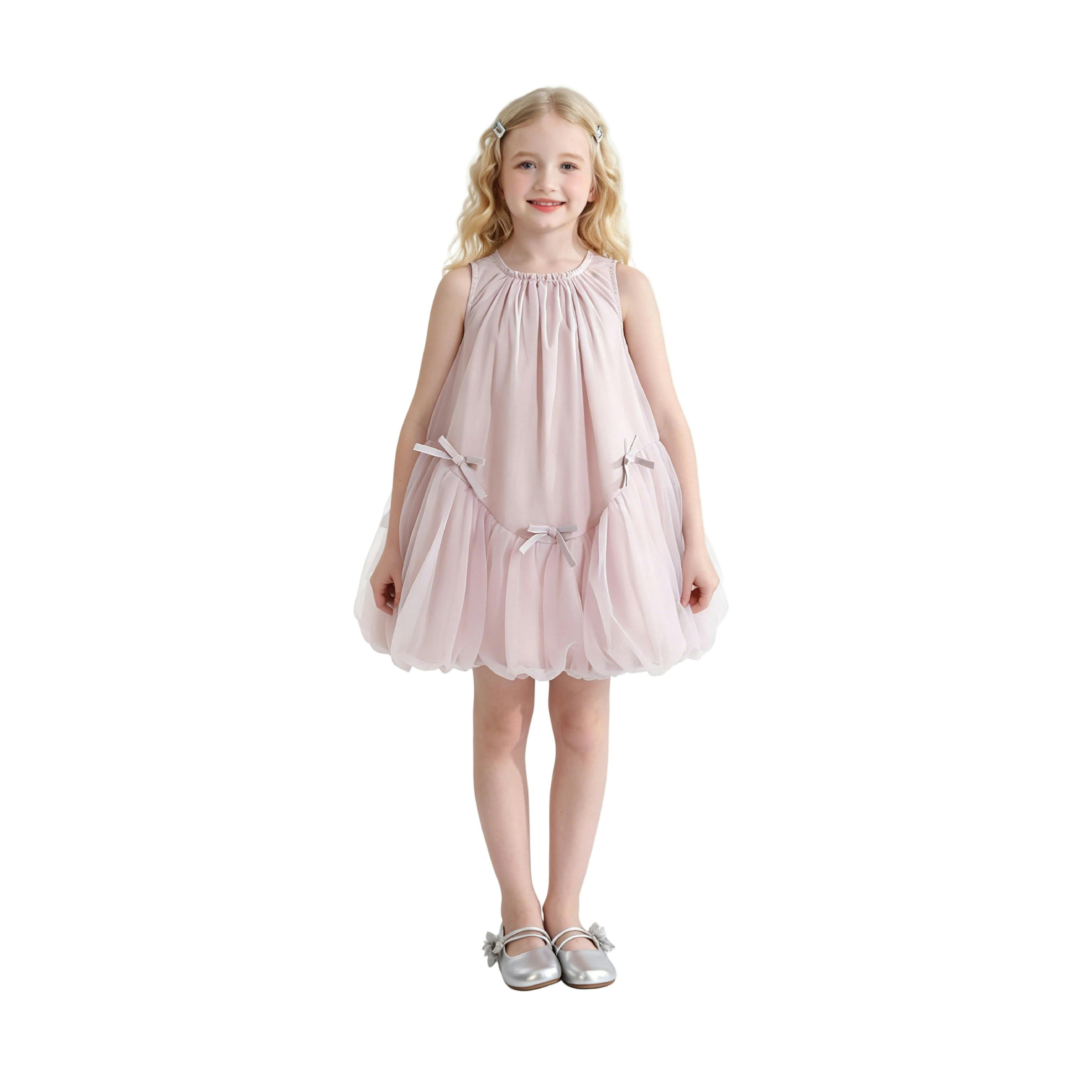 Pink Marielle Layered Bow Tulle Dress