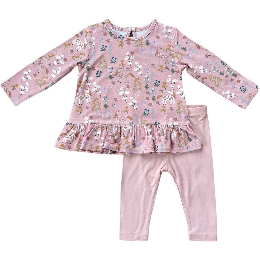 Long Sleeve Peplum Set, Unicorn