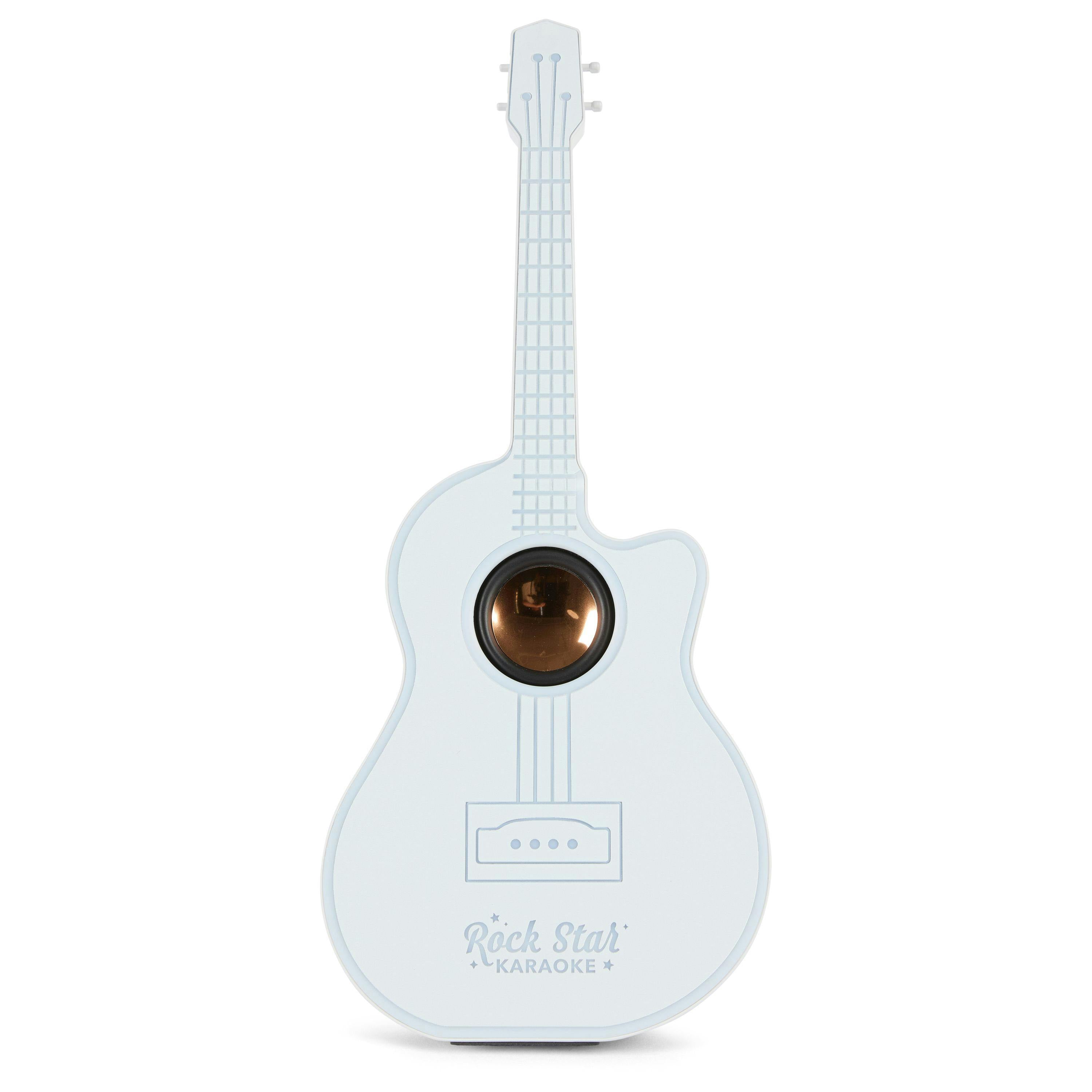 Rock Star Karaoke-Guitar Speaker & Microphone Combo - White