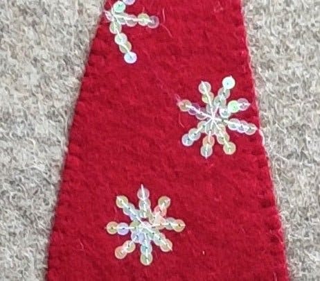 Hand Felted Wool Pillow - Gnome Red Sequin Hat - 20"