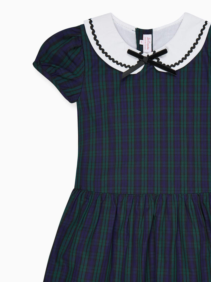 Navy Check Xana Girl Drop Waist Dress