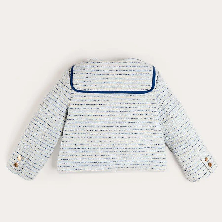 Brighton Boucle Tweed Gold Button Jacket in Blue (4-12yrs)