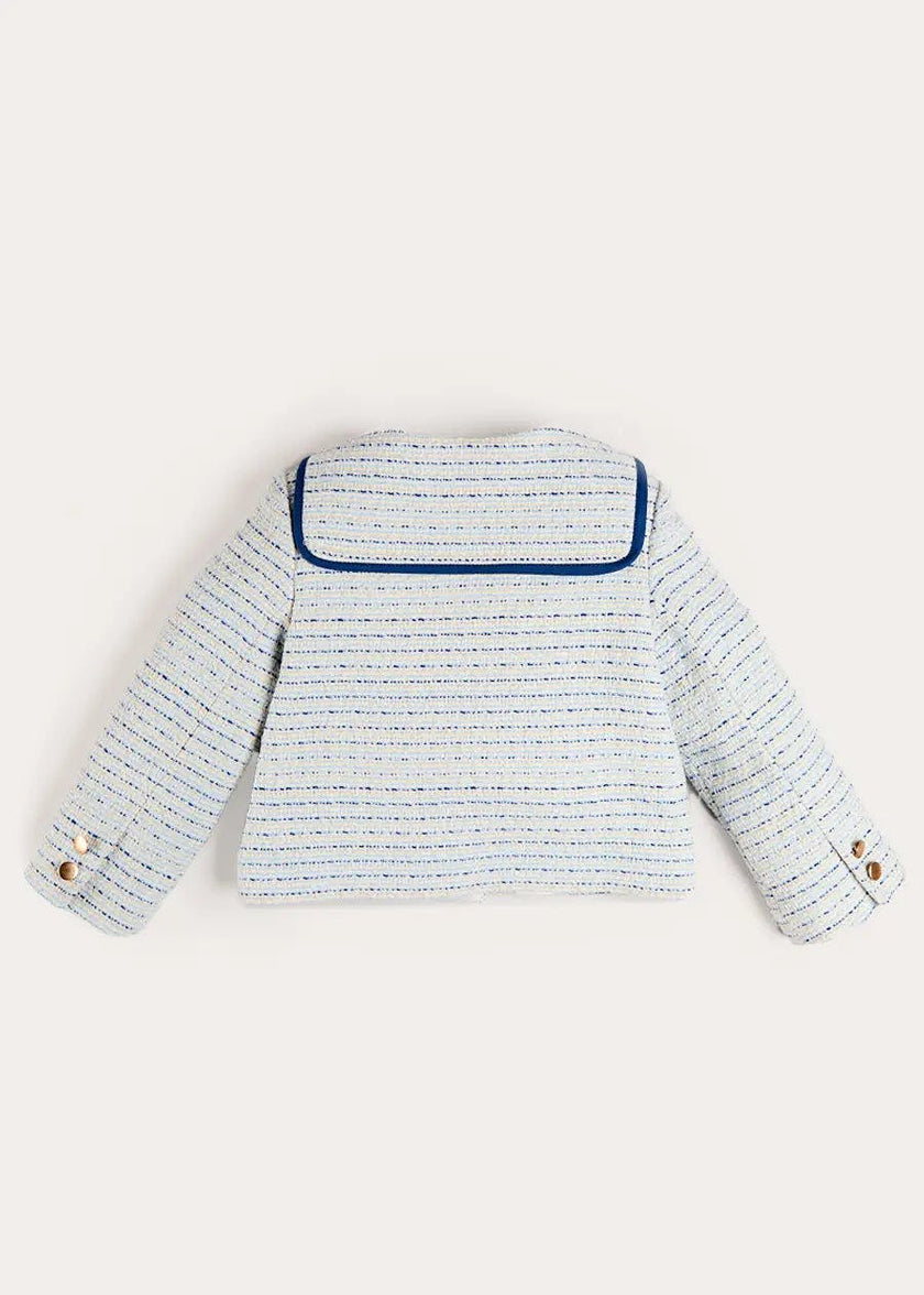 Brighton Boucle Tweed Gold Button Jacket in Blue (4-12yrs)