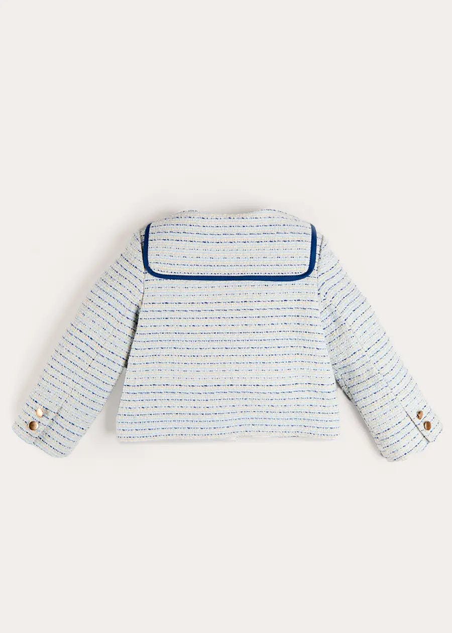 Brighton Boucle Tweed Gold Button Jacket in Blue (4-12yrs)