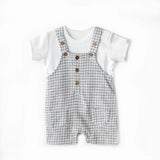Grey Little King Gingham Jumpsuit Set
