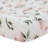 Organic Cotton Muslin Changing Pad Cover - Watercolor Floret