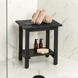 Kellie 16.1" Cottage Classic Slatted Solid Acacia Wood Indoor/Outdoor Side Table with Shelf
