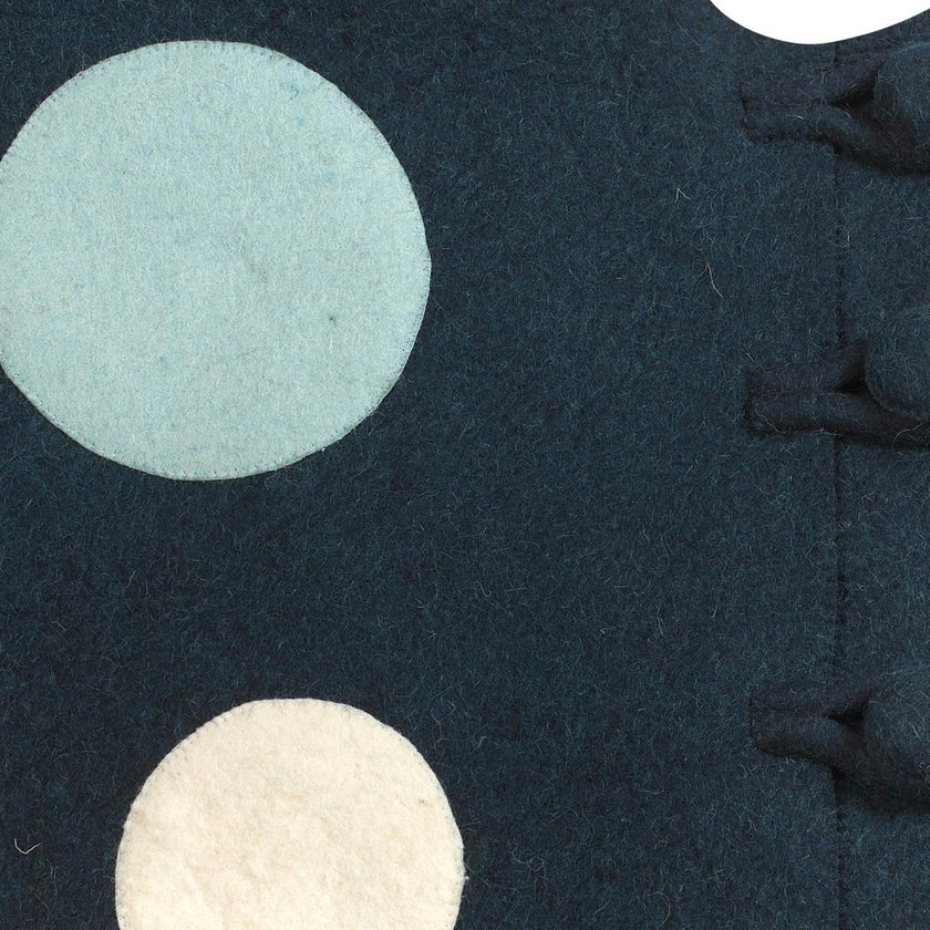 Hand Felted Wool Blue Polka Dots Christmas Tree Skirt 60" Arcadia Home