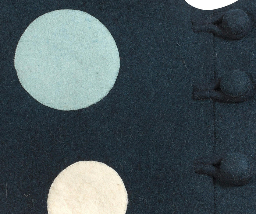 Hand Felted Wool Blue Polka Dots Christmas Tree Skirt 60"