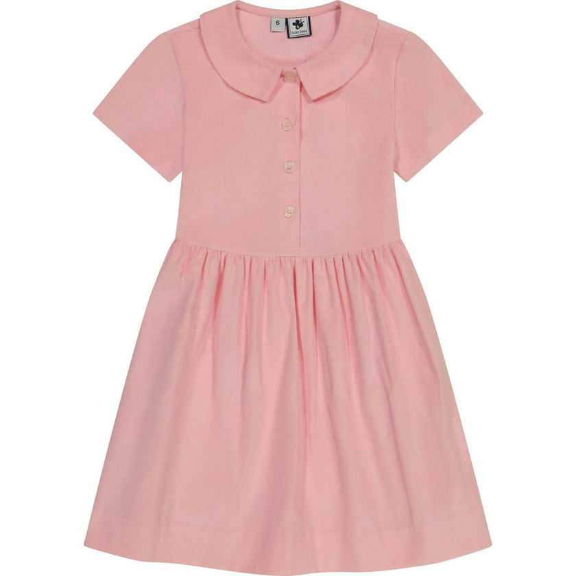 Charlotte Girls Point Collar Corduroy Dress, Pink