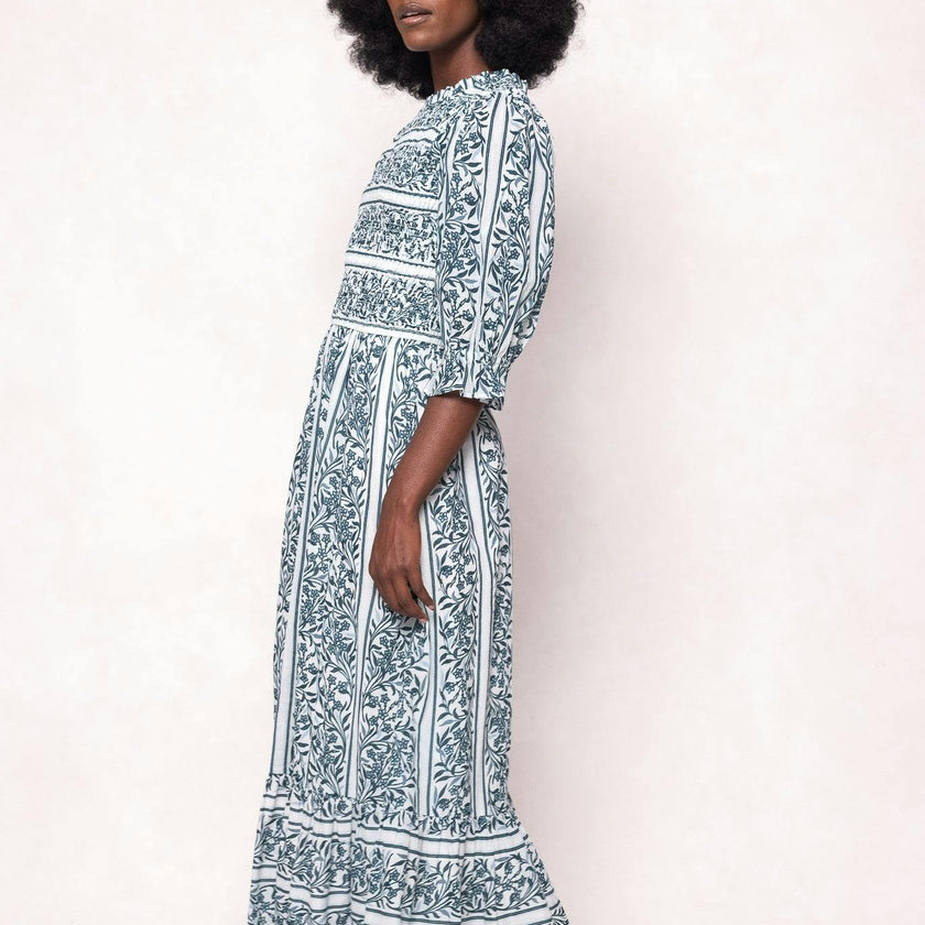 Danielle Dress in Blue Linear Print