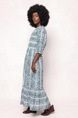 Danielle Dress in Blue Linear Print