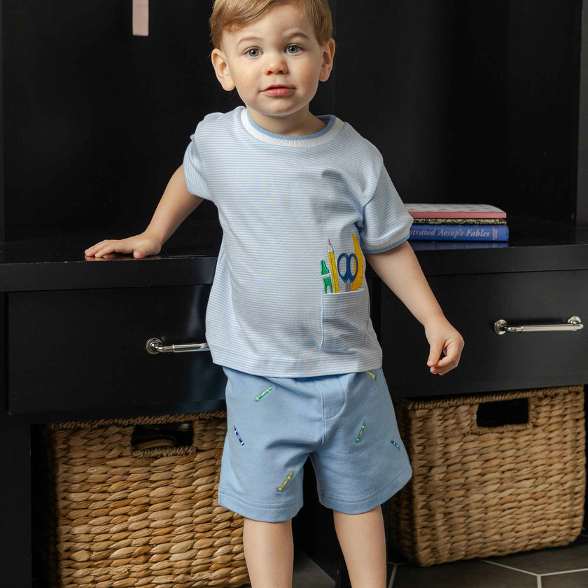 Knit Short Set with School Supplies