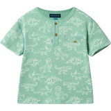 Boys Printed Henley Set | Green Dino