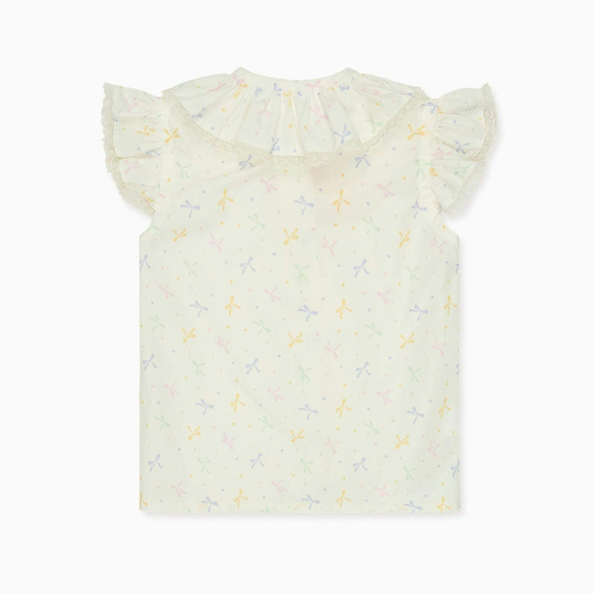 Nicky Hilton x La Coqueta Ivory Bow Olivia Girl Shirt