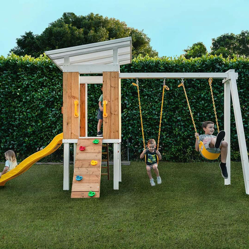 Forest - Modern Backyard Outdoor Swing Set 2 Swings And Trapeze Bar