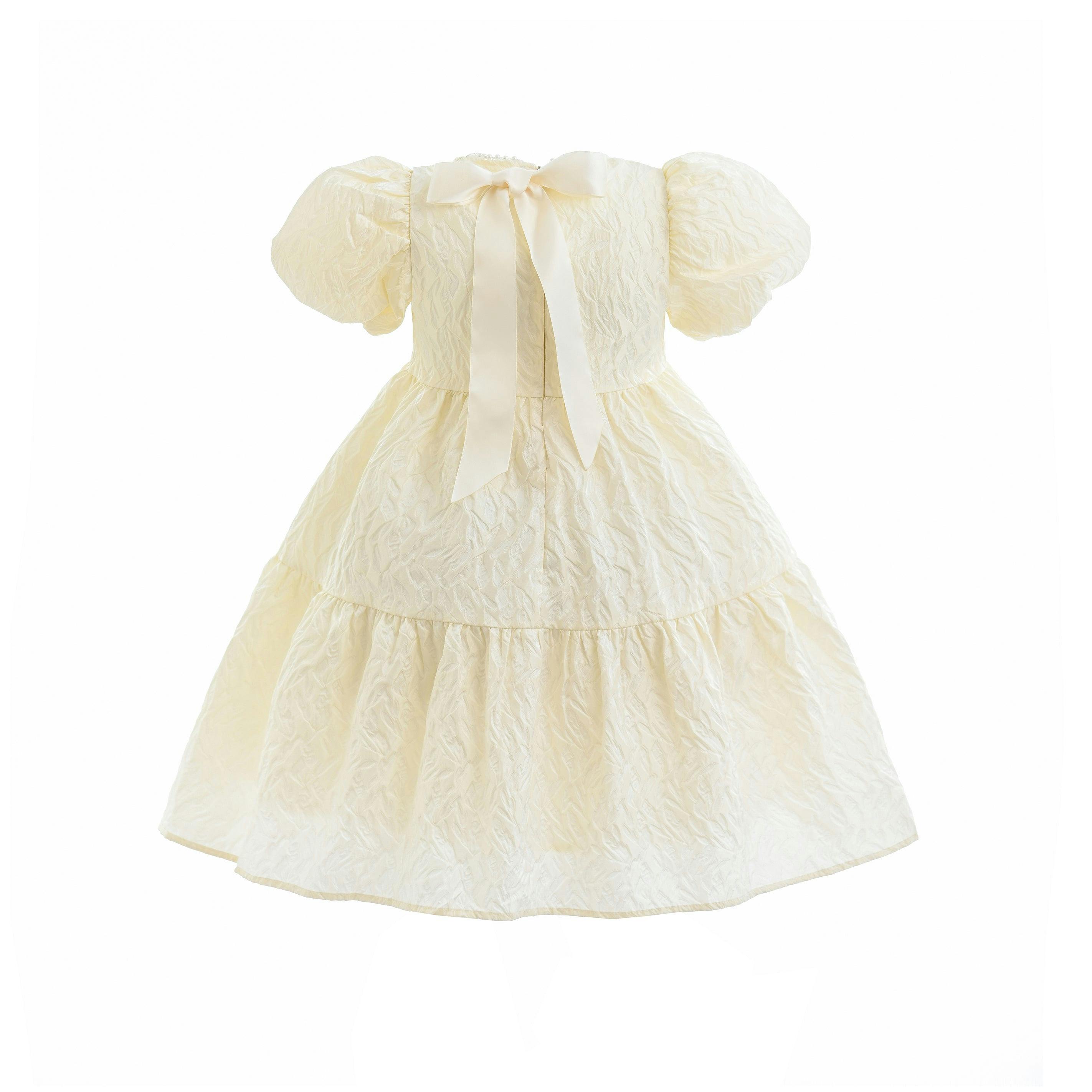 Cream Pearl Lined Empire Dress