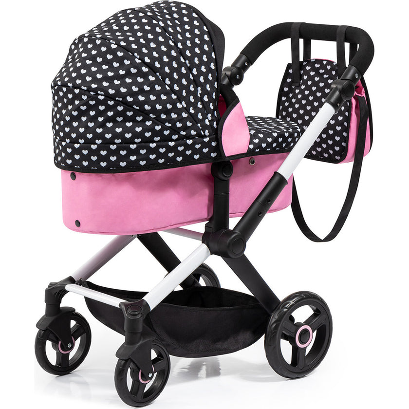 Bayer Design Dolls: Pram Xeo - Hearts Black & Pink