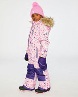 Kids One Piece Play Snowsuit Pink Mini Flower Print