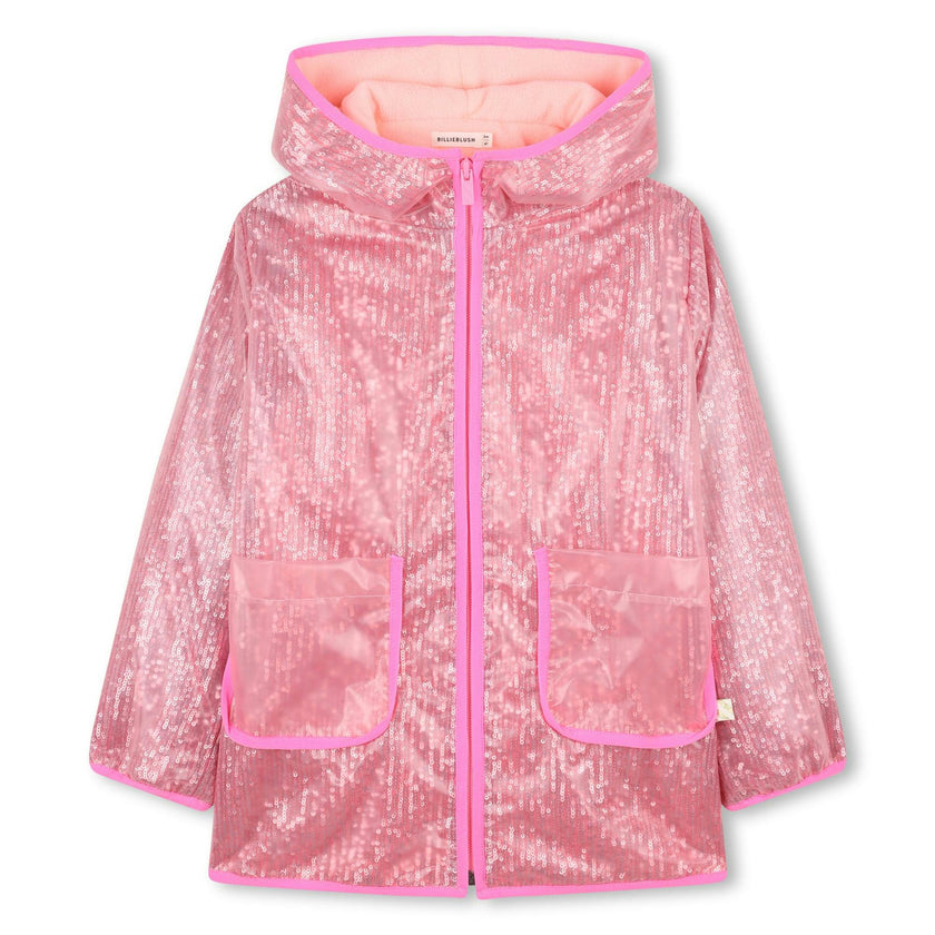 Transparent waxed jacket decorated with sequins