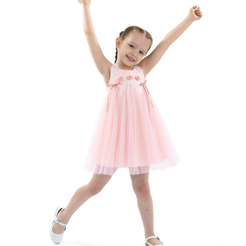 Peach Blush Rose Ribbon Dress