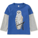 Nihat's Crew Neck Layered Long Sleeve T-Shirt, Blue