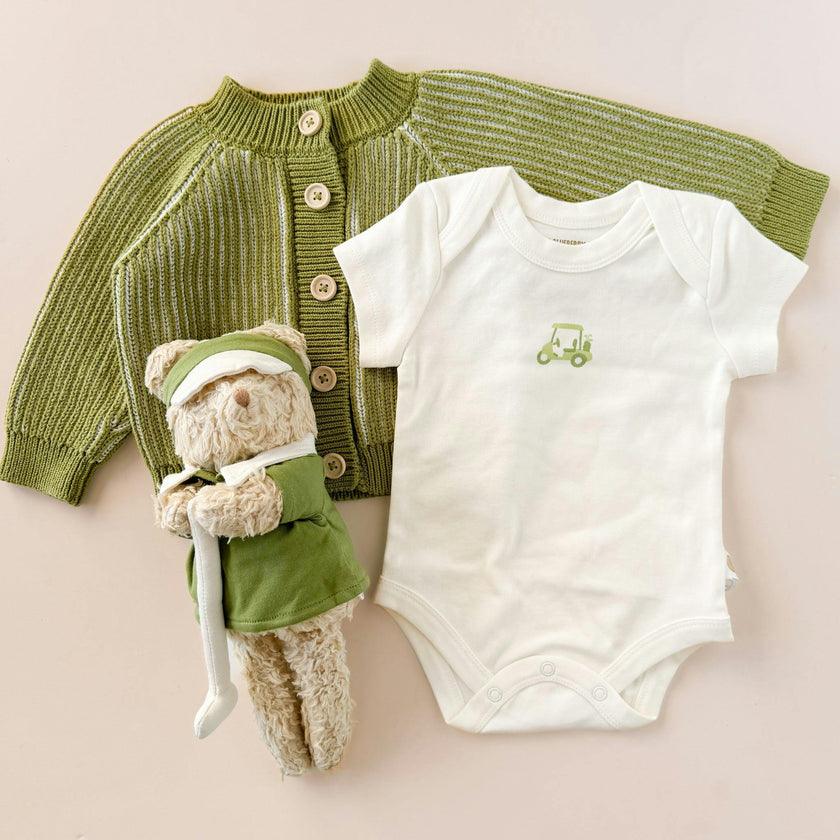 Walter Bear Plush Toy Onesie and Cardigan Set - Golf