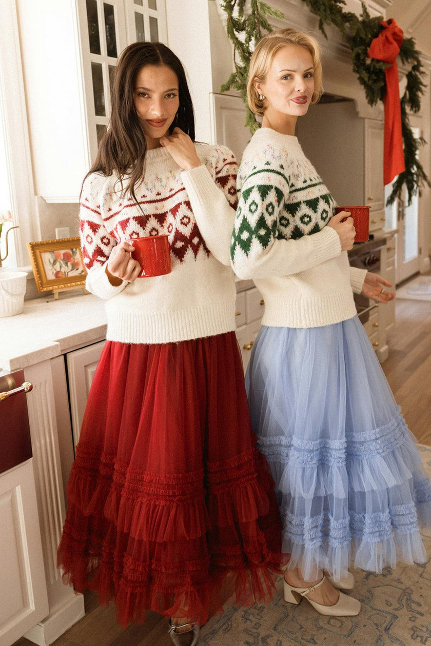 Acadia Sweater in Red & Cream
