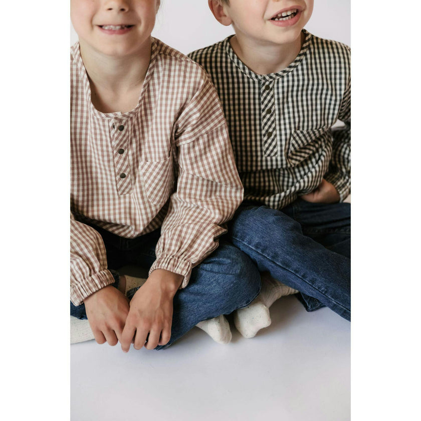 Gingham Kids Long Sleeve Top - Thistle