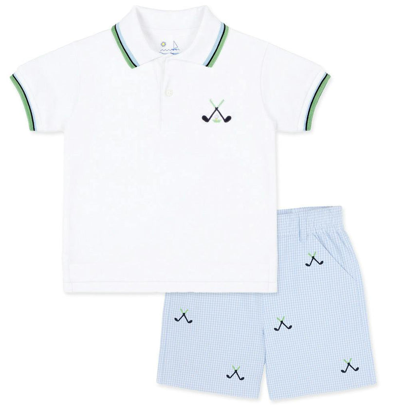 Knit Polo With Golf Clubs