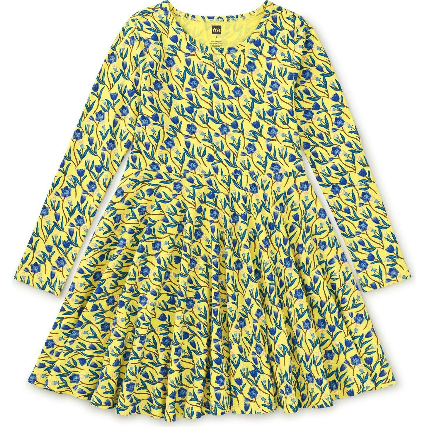 Long Sleeve Twirl Dress, Yellow