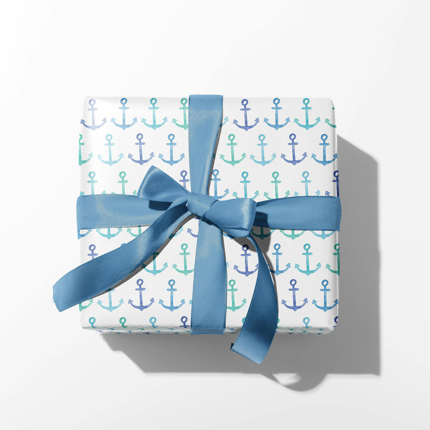 Blue Anchors Coastal Gift Wrap
