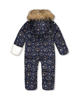 Baby Snug One Piece Snowsuit Adapted For Car Seats Blue Printed Teddy Bears