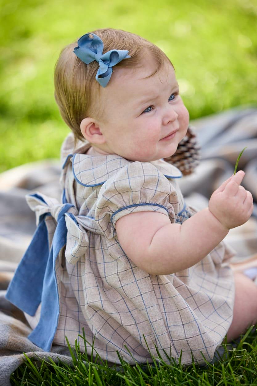 Smocked Natalie Bubble - Durham Windowpane