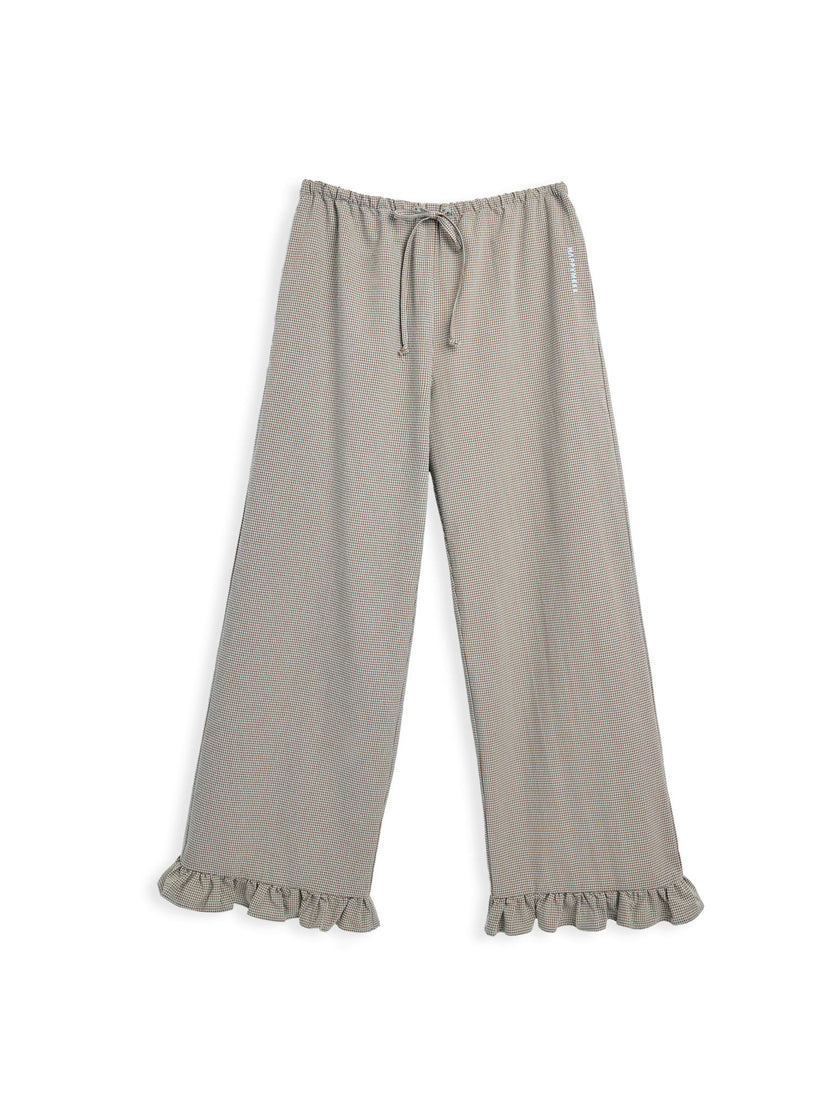 women's vichy frilled pants - foggy brown