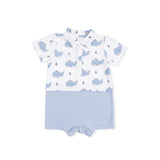 Bubbly Sailor Whales Blue - Short Playsuit