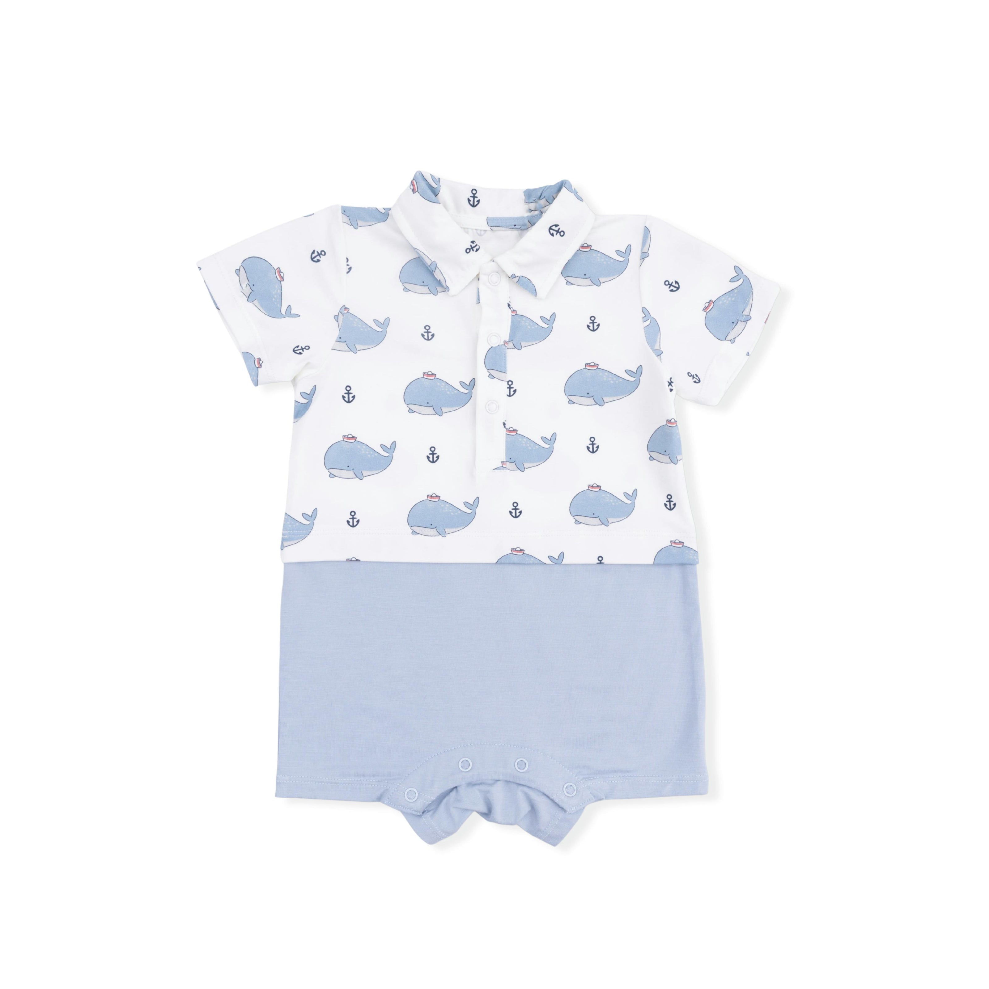 Bubbly Sailor Whales Blue - Short Playsuit