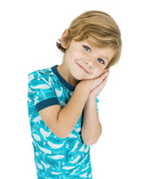 Beluga Whale Two-Piece Bamboo Short Sleeve Pajama Kids Pants Set