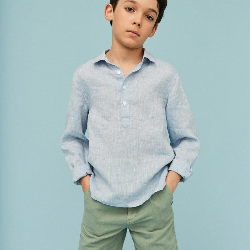 Grey Green Linen Cotton Shorts