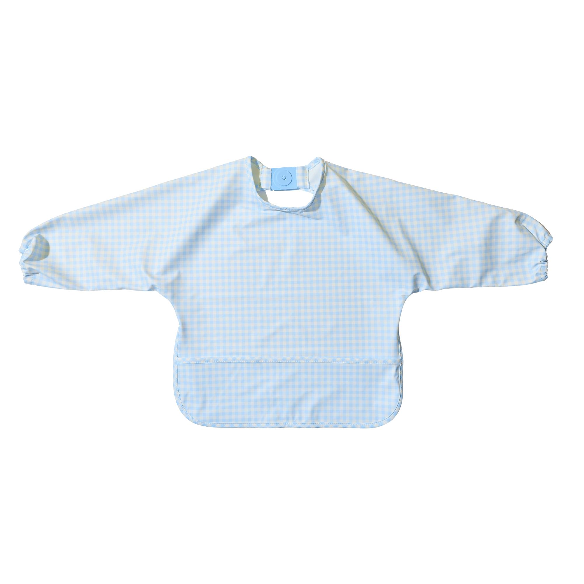 Magnetic Long Sleeve Bib - Cloud Check