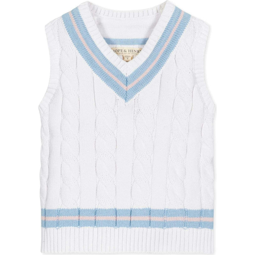 Organic V-Neck Cricket Sweater Vest, White