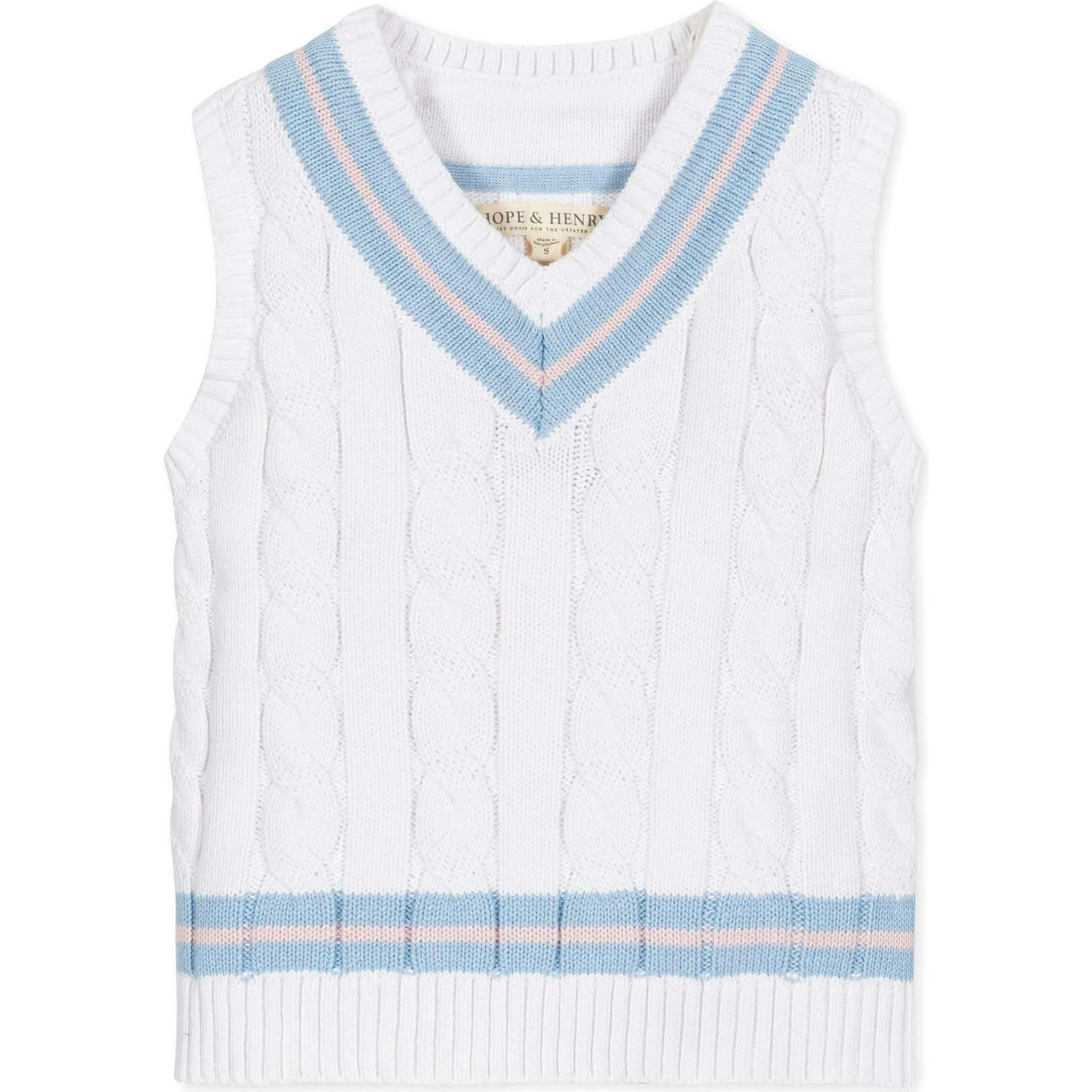 Organic V-Neck Cricket Sweater Vest, White